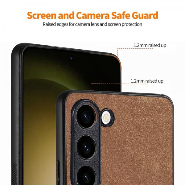 Enkay Samsung Galaxy S23 Plus -kuori näytönsuojalla, nahkakuvioitu, pinkki