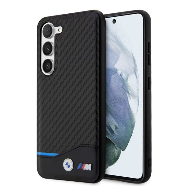 BMW Samsung Galaxy S23 Kuoret Hiilikuitu & Raidoitus Musta