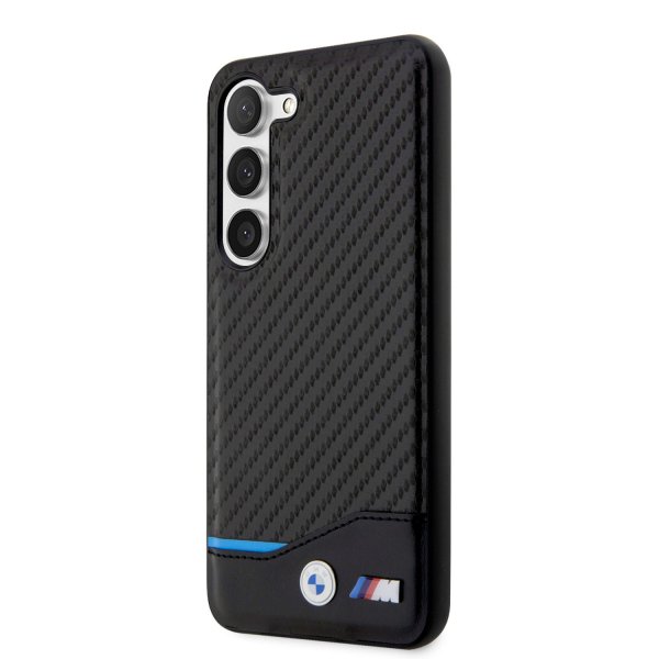 BMW Samsung Galaxy S23 Kuoret Hiilikuitu & Raidoitus Musta