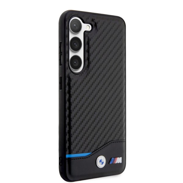 BMW Samsung Galaxy S23 Kuoret Hiilikuitu & Raidoitus Musta