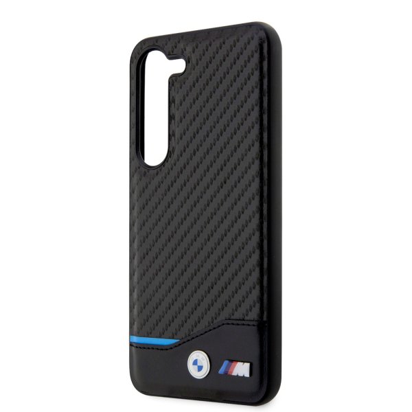 BMW Samsung Galaxy S23 Kuoret Hiilikuitu & Raidoitus Musta