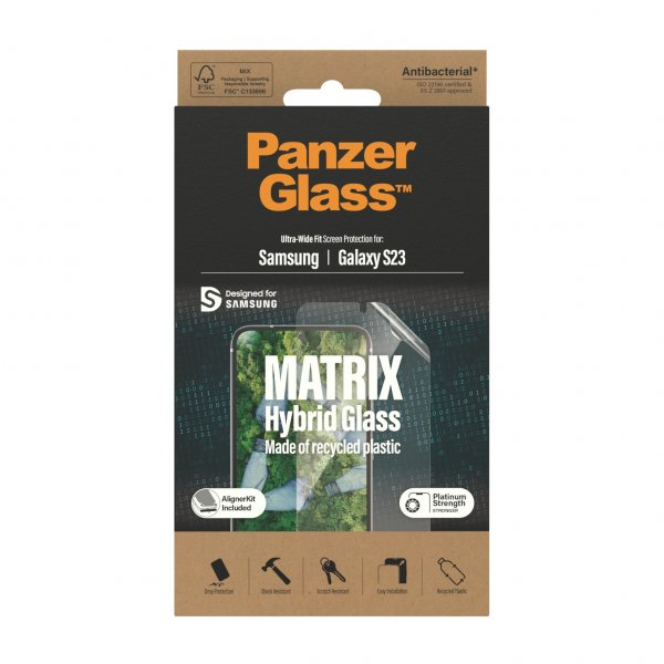 PanzerGlass Samsung Galaxy S23 -näytönsuoja Matrix Hybrid Glass EasyAligner
