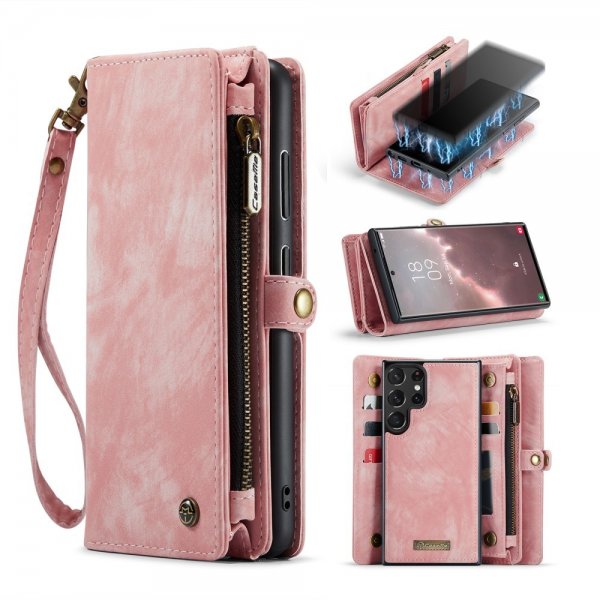 CaseMe Samsung Galaxy S23 Ultra Kotelo 008 Series Irrotettava Kuori Pinkki