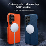 Samsung Galaxy S23 Ultra Kotelo Aito Nahka MagSafe Tummanvihreä