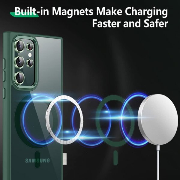 Samsung Galaxy S23 Ultra Kuori Värillisellä Reunalla MagSafe Vihreä