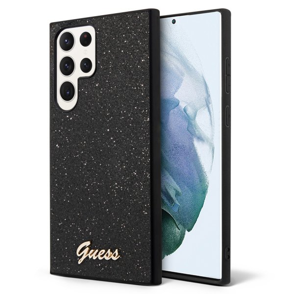 Guess Samsung Galaxy S23 Ultra Kuori Fixed Glitter Case Musta