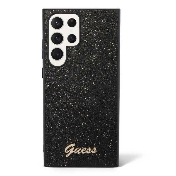 Guess Samsung Galaxy S23 Ultra Kuori Fixed Glitter Case Musta