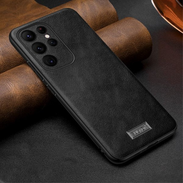 Sulada Samsung Galaxy S23 Ultra Kuori Nahkakuvio Musta