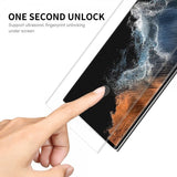 Enkay Samsung Galaxy S23 Ultra Kuori näytönsuojalla, nahkatekstuuri, violetti