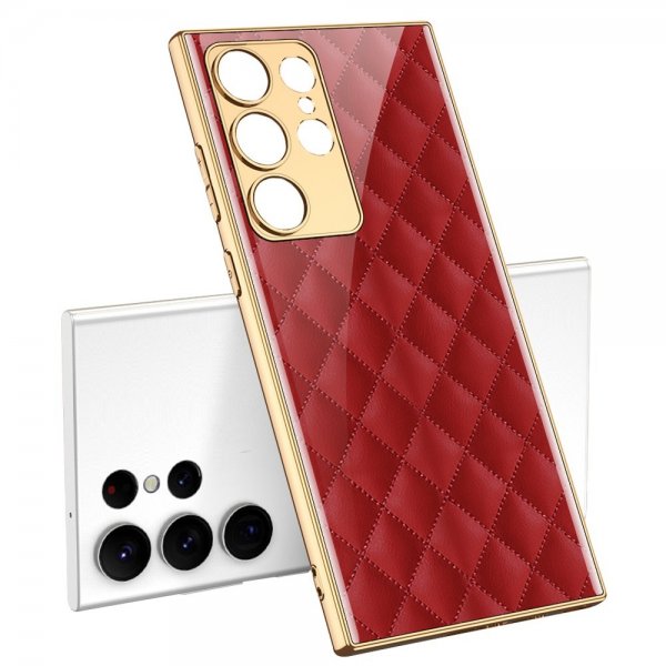 GKK Samsung Galaxy S23 Ultra Kuori Punaiset Ruudut -kuvio