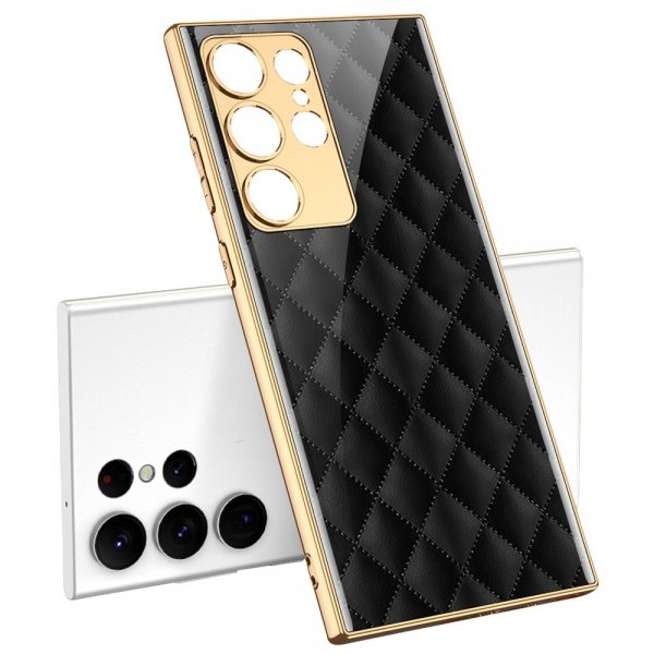 GKK Samsung Galaxy S23 Ultra Kuori Kuvio Mustat Ruudut