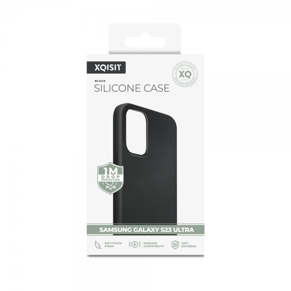 Xqisit Samsung Galaxy S23 Ultra Silikonikuori, musta