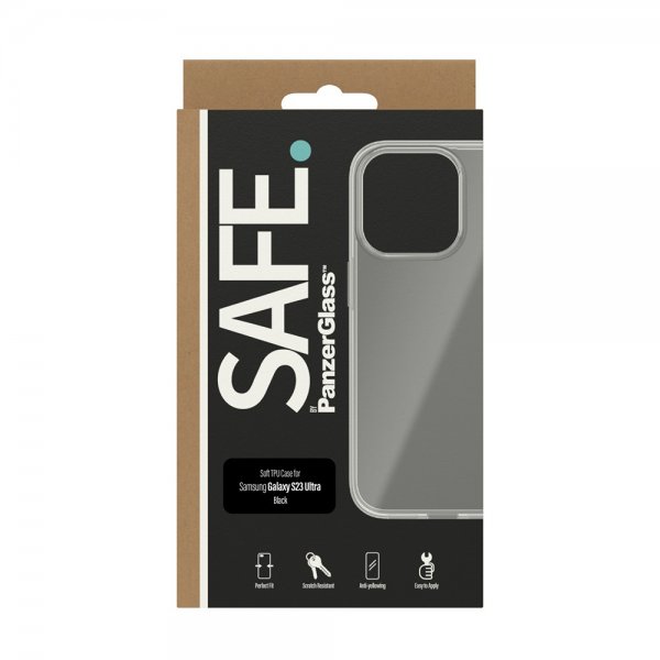 SAFE by PanzerGlass Samsung Galaxy S23 Ultra -suojakuori, pehmeä TPU-kuori, musta