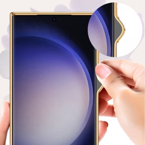 GKK Samsung Galaxy S23 Ultra Kuori Kangas pinnoitettu reuna violetti
