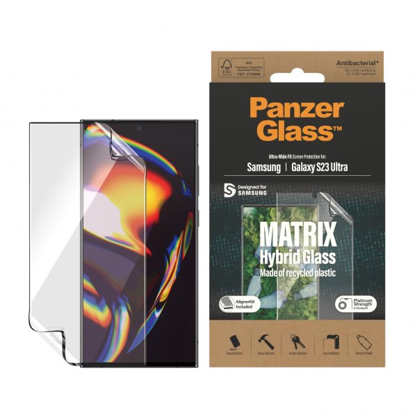 PanzerGlass Samsung Galaxy S23 Ultra Matrix Hybrid Glass EasyAligner -näytönsuoja