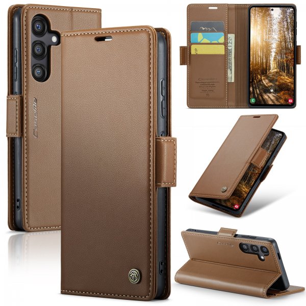 CaseMe Samsung Galaxy S24 FE Kotelo 023 Series Ruskea