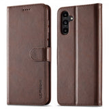 Lc.Imeeke Samsung Galaxy S24 FE -suojakotelo korttipaikalla, jalustatoiminnolla, tummanruskea