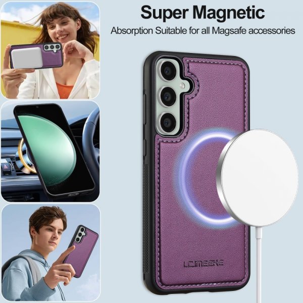 Lc.Imeeke Samsung Galaxy S24 -kotelo irrotettavalla kuorella L2 Series MagSafe violetti