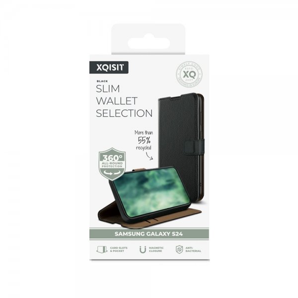 Xqisit Samsung Galaxy S24 -kotelo Slim Wallet Selection, musta