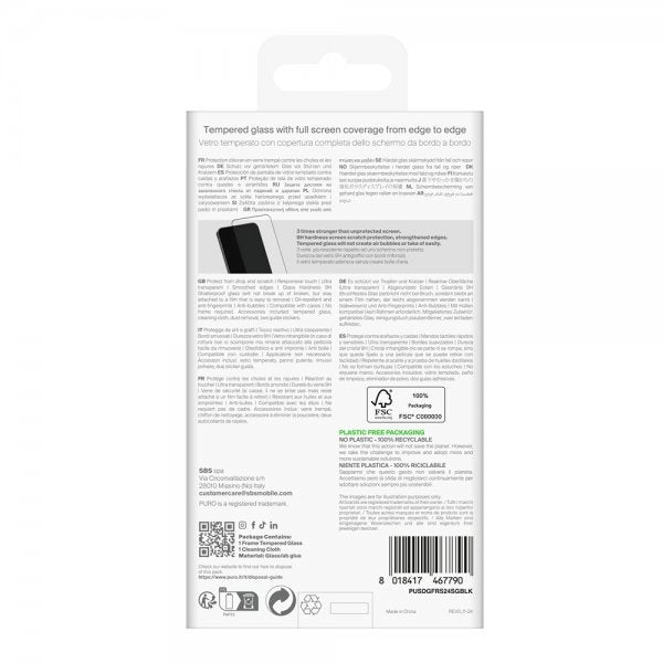 Puro Samsung Galaxy S24/Galaxy S25 Näytönsuoja Kehys Karkaistu Lasi