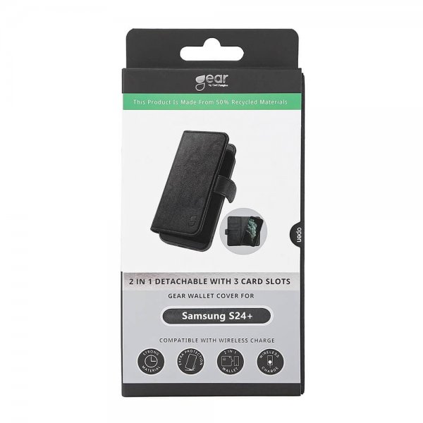 Gear Samsung Galaxy S24 Plus Suojakotelo 3 Korttipaikkaa Irrotettava Kuori Musta