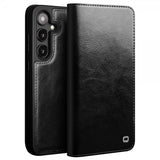 Qialino Samsung Galaxy S24 Plus Kotelo Aitoa nahkaa Korttipaikka Musta