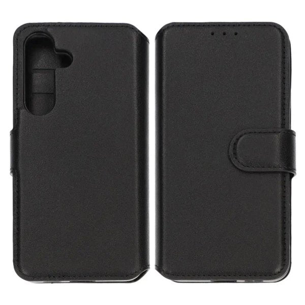 Rvelon Samsung Galaxy S24 Plus Kotelo, aitoa nahkaa, korttipaikat, musta