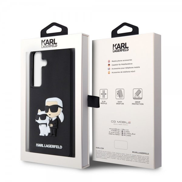 Karl Lagerfeld Samsung Galaxy S24 Plus -kuori 3D Rubber Karl & Choupette Musta