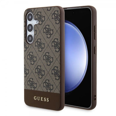Guess Samsung Galaxy S24 Plus Kuori Bottom Stripe Metal Logo Ruskea