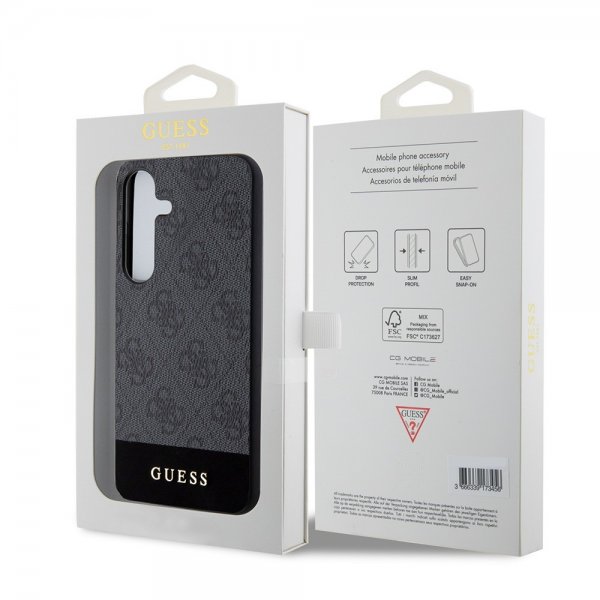 Guess Samsung Galaxy S24 Plus Kuori Bottom Stripe Metal Logo Musta