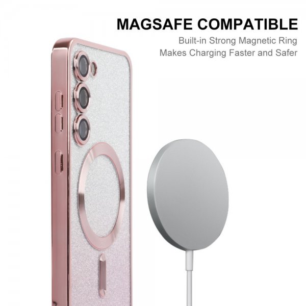 Enkay Samsung Galaxy S24 Plus -kuori, kullattu reuna, kimalteleva MagSafe, vihreä