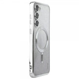 Enkay Samsung Galaxy S24 Plus Kuori Pinnoitettu Reuna Glitter MagSafe Hopea