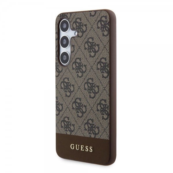 Guess Samsung Galaxy S24 Kuoret Bottom Stripe Metal Logo Ruskea