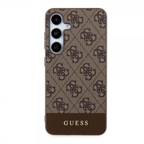 Guess Samsung Galaxy S24 Kuoret Bottom Stripe Metal Logo Ruskea