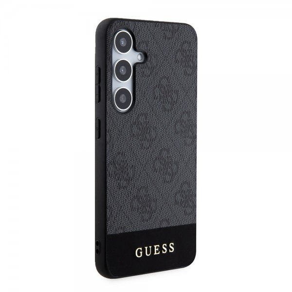 Guess Samsung Galaxy S24 Kuori Bottom Stripe Metal Logo Musta