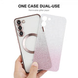 Enkay Samsung Galaxy S24 Kuori Pinnoitettu Reuna Glitter MagSafe Sininen
