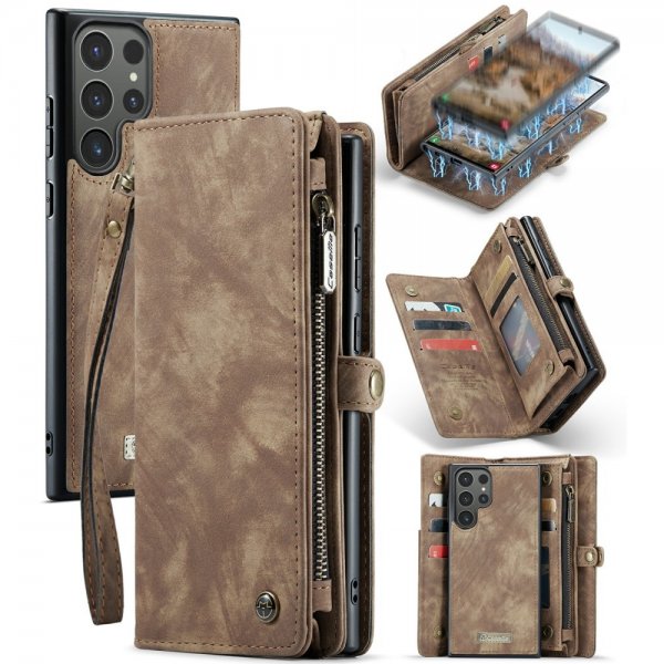 CaseMe Samsung Galaxy S24 Ultra Kotelo 008 Series Irrotettava Kuori Ruskea
