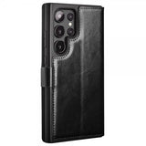 Qialino Samsung Galaxy S24 Ultra Kotelo Aitoa nahkaa Korttipaikka Musta