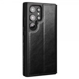 Qialino Samsung Galaxy S24 Ultra -kotelo, aitoa nahkaa, musta