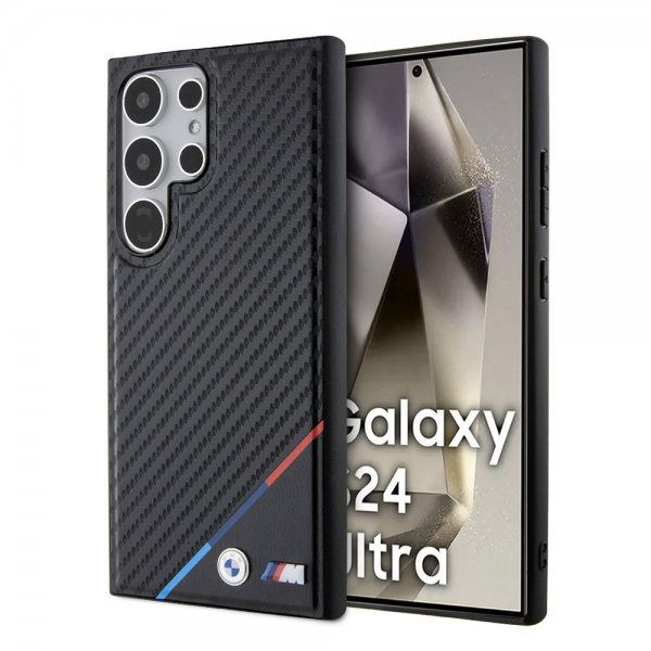 BMW Samsung Galaxy S24 Ultra Kuoret Carbon Tricolor Stripe MagSafe Musta