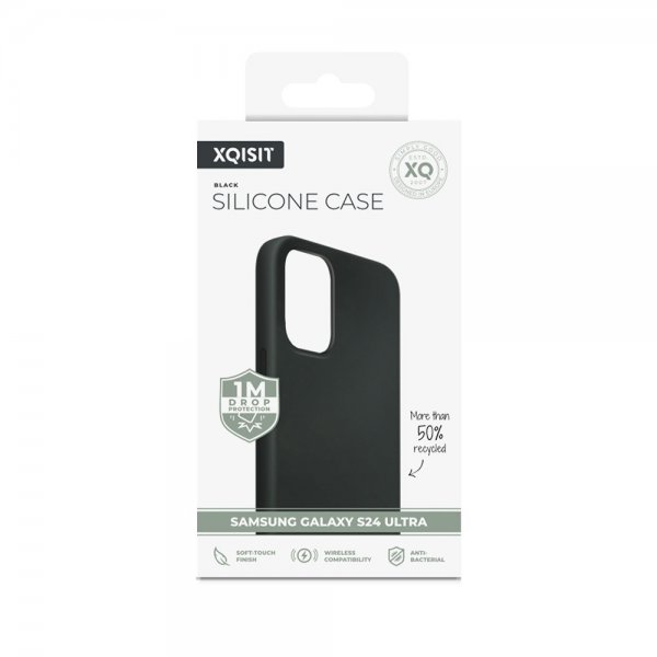 Xqisit Samsung Galaxy S24 Ultra Silicone Case -suojakuori, musta