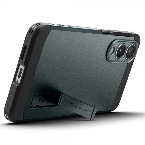 Spigen Samsung Galaxy S25 Edge -suojakuori Tough Armor MagFit Abyss Green
