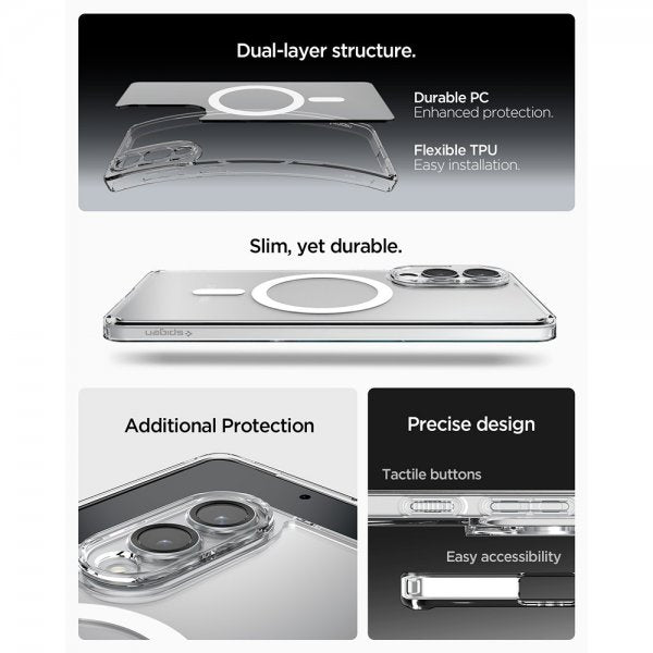 Spigen Samsung Galaxy S25 Edge Ultra Hybrid MagFit kirkas valkoinen kuori