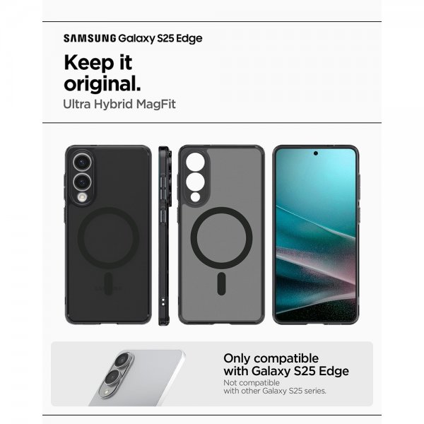 Spigen Samsung Galaxy S25 Edge -kuori Ultra Hybrid MagFit Frost Black