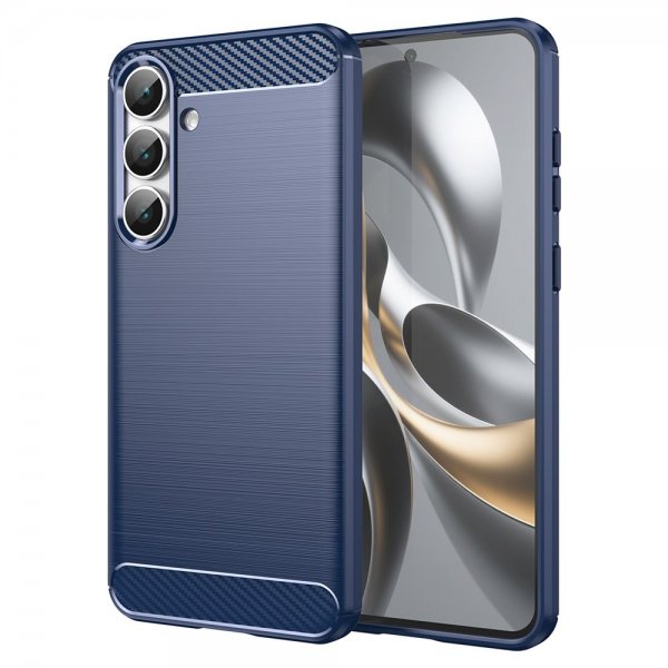 Samsung Galaxy S25 FE Kuoret Harjattu Hiilikuitutekstuuri Sininen