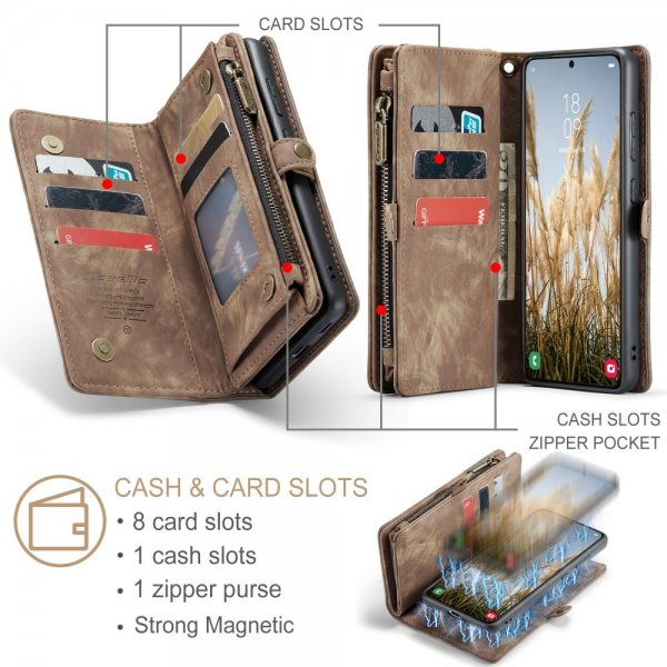 CaseMe Samsung Galaxy S25 -suojakotelo, 008 Series, irrotettava kuori, ruskea