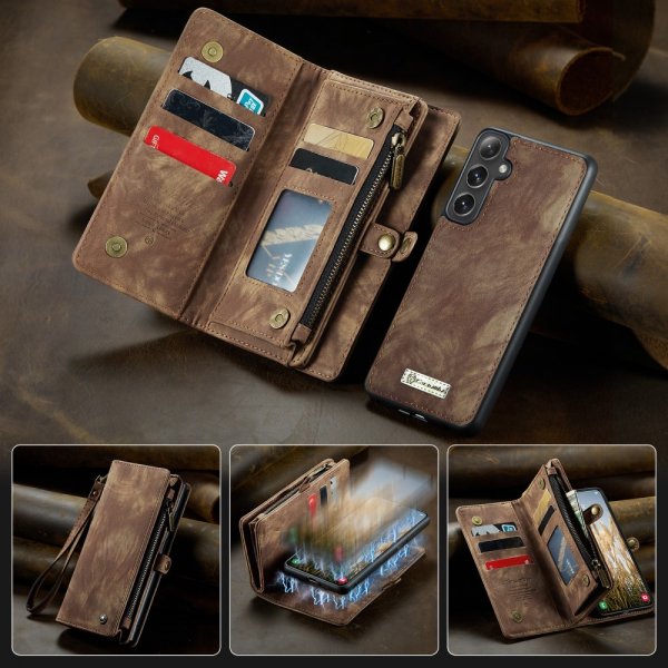 CaseMe Samsung Galaxy S25 -suojakotelo, 008 Series, irrotettava kuori, ruskea