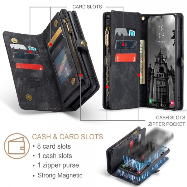 CaseMe Samsung Galaxy S25 -suojakotelo, 008 Series, irrotettava kuori, musta
