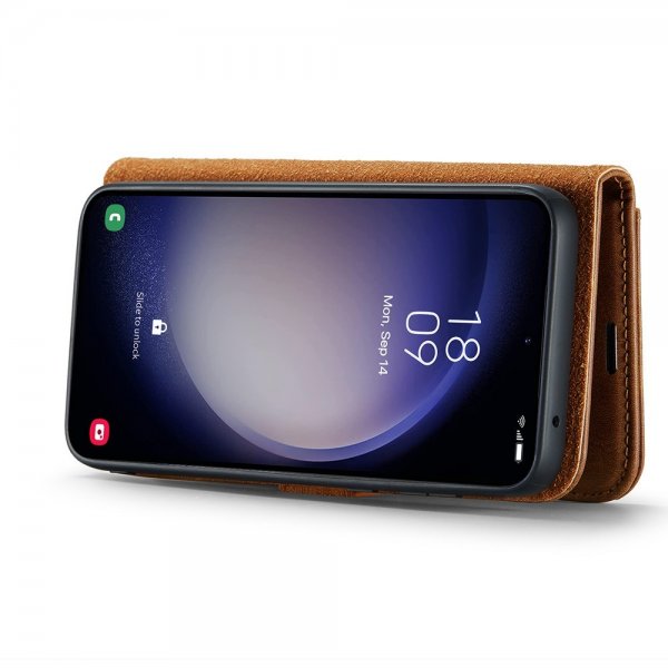 Dg.Ming Samsung Galaxy S25 -lompakkokotelo irrotettavalla kuorella, ruskea
