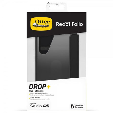 Otterbox Samsung Galaxy S25 React Folio -suojakotelo, Black Crystal